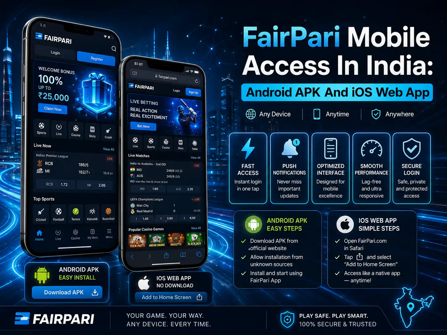 FairPari Mobile Access In India: Android APK And iOS Web App